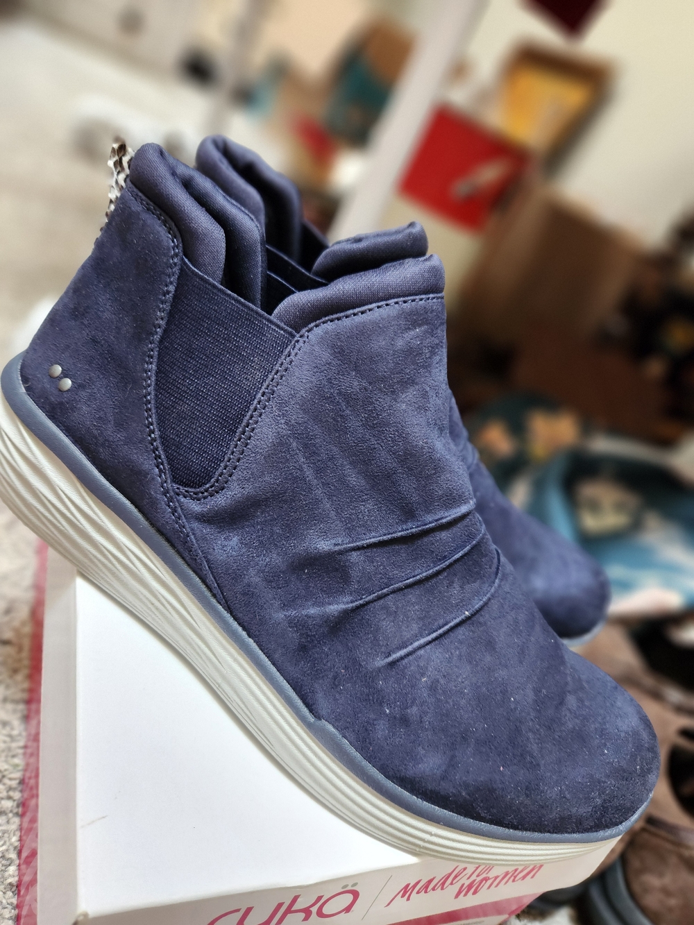 Ryka Navy Suede Ankle Booties